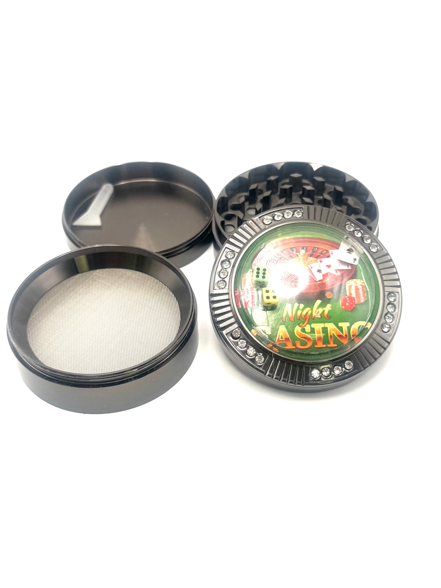 Night Casino Herb Grinder with Rhinestone Accents