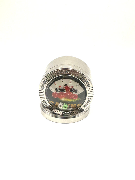 Silver Casino Night Herb Grinder with Rhinestone Accents