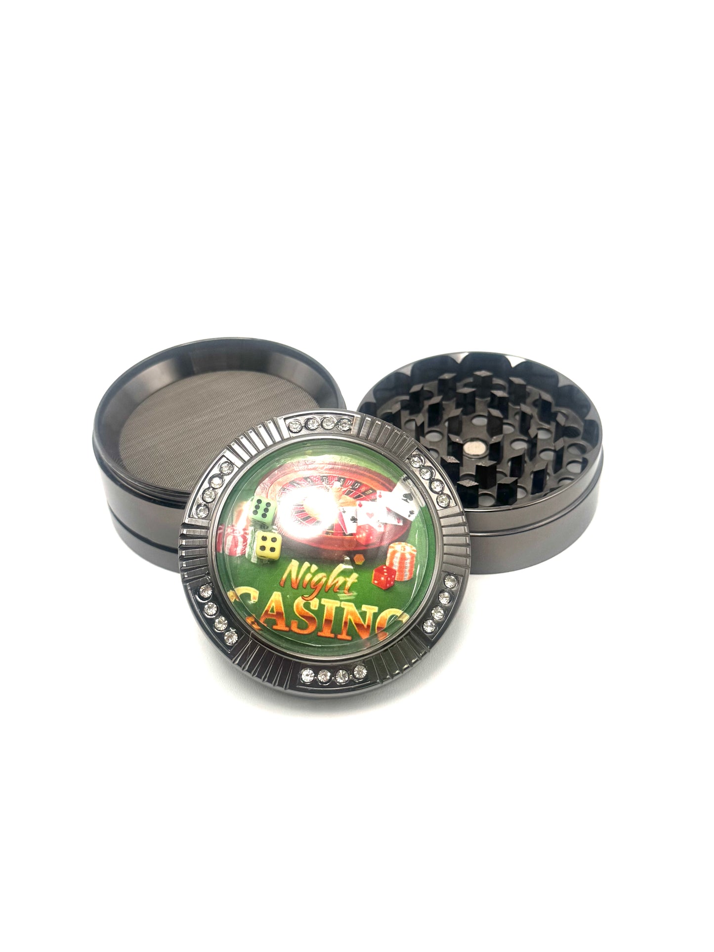 Night Casino Herb Grinder with Rhinestone Accents