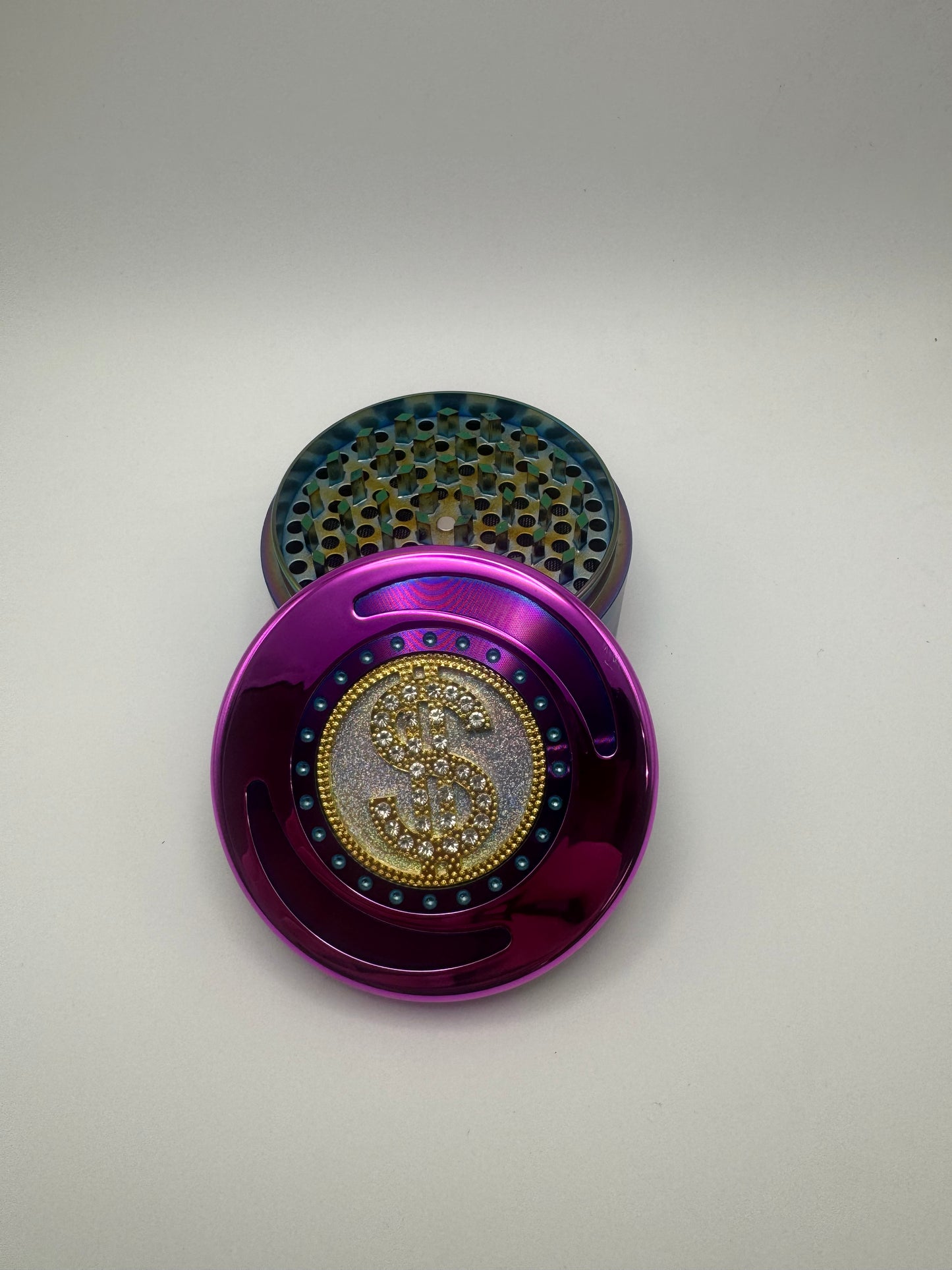 Dollar Sign Multicolor Herb Grinder with Rhinestone Accents