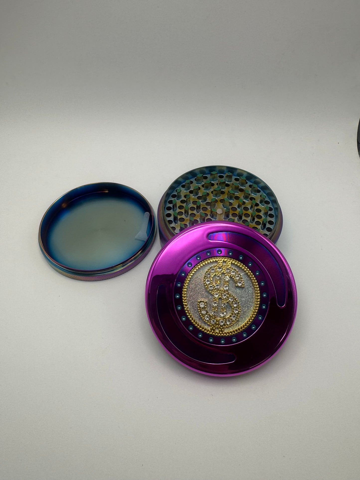 Dollar Sign Multicolor Herb Grinder with Rhinestone Accents