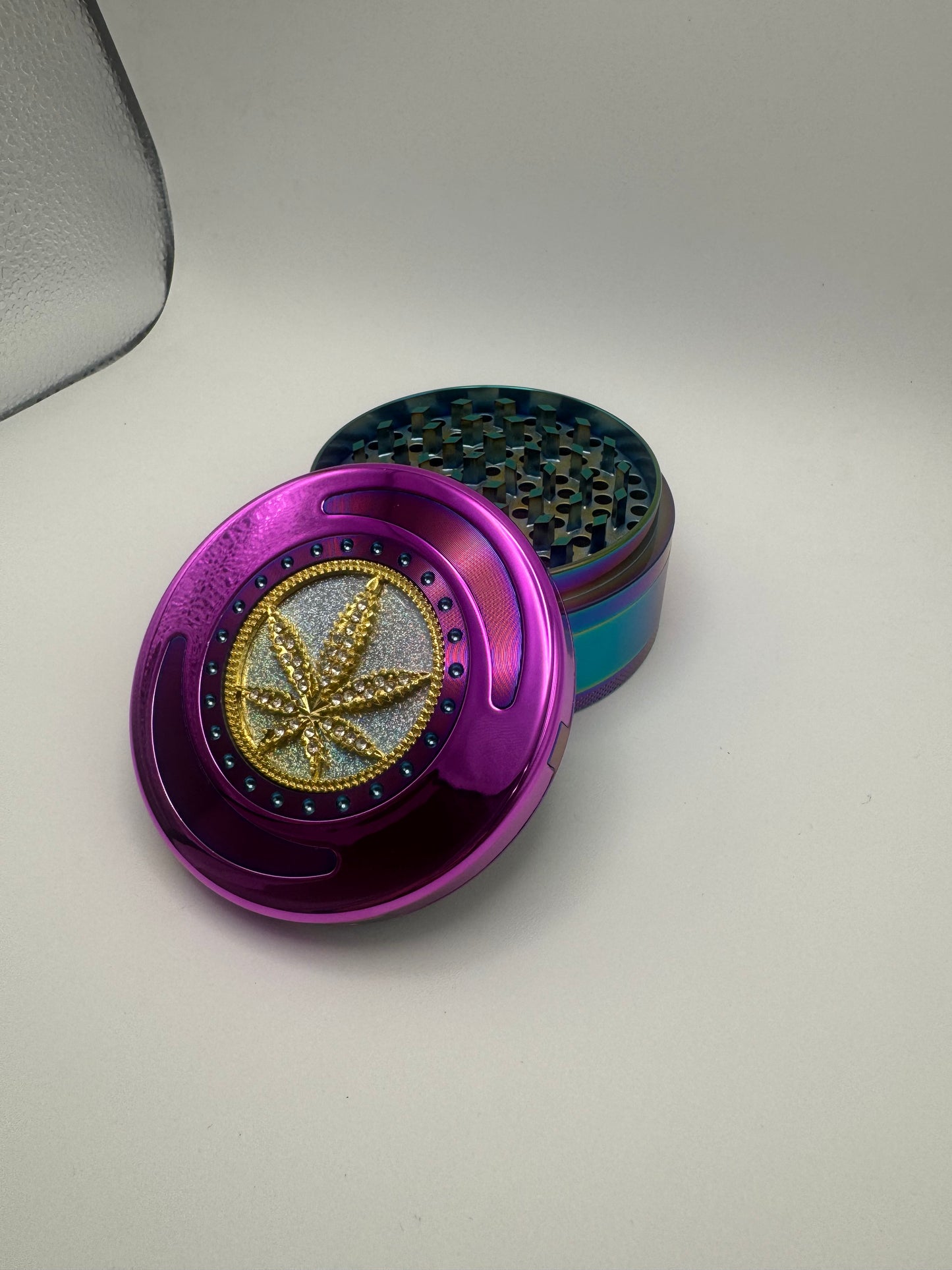 Multicolor Herb Grinder with Rhinestone Accents