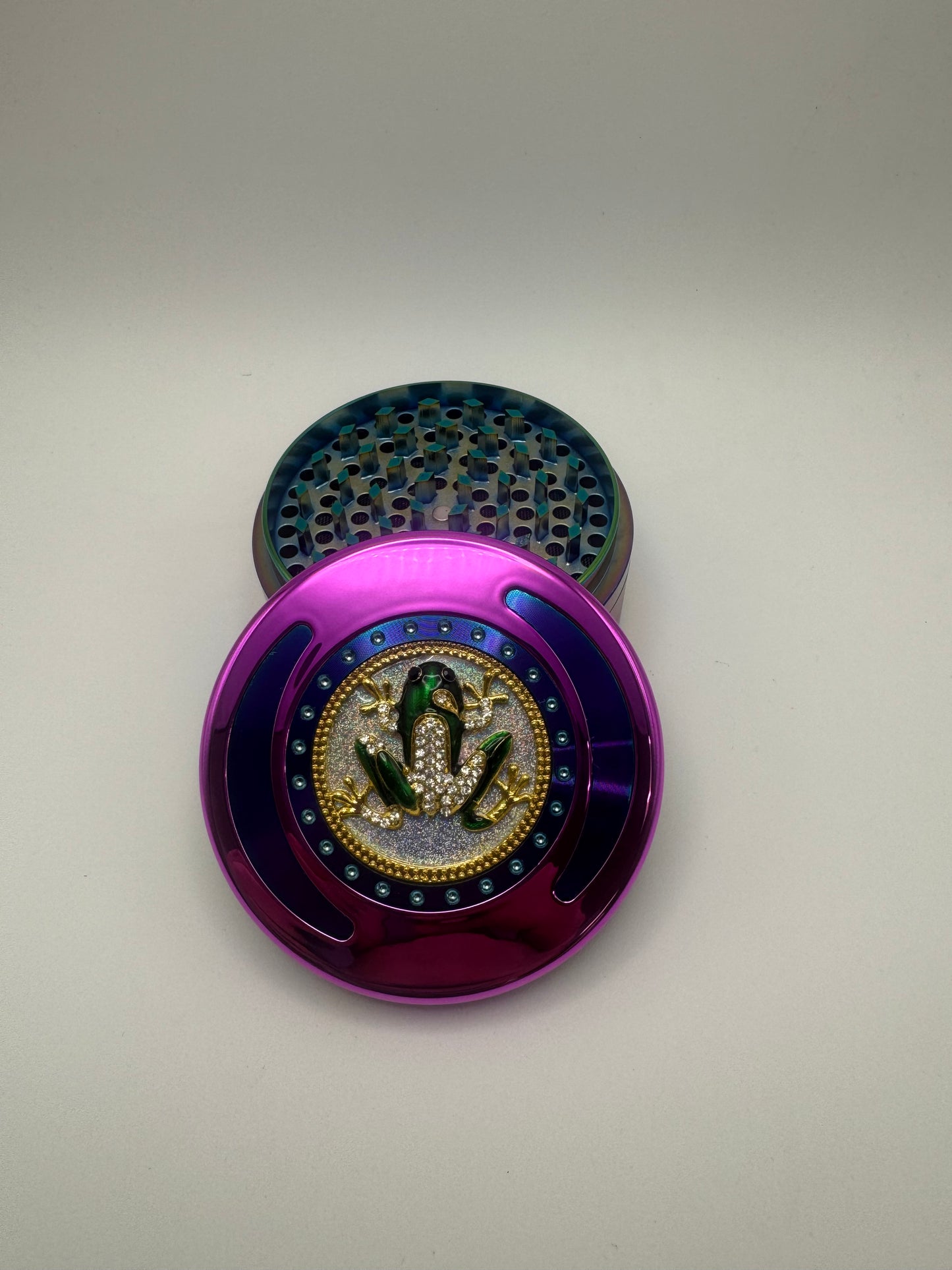 Frog Emblem Multicolor Herb Grinder with Rhinestone Accents