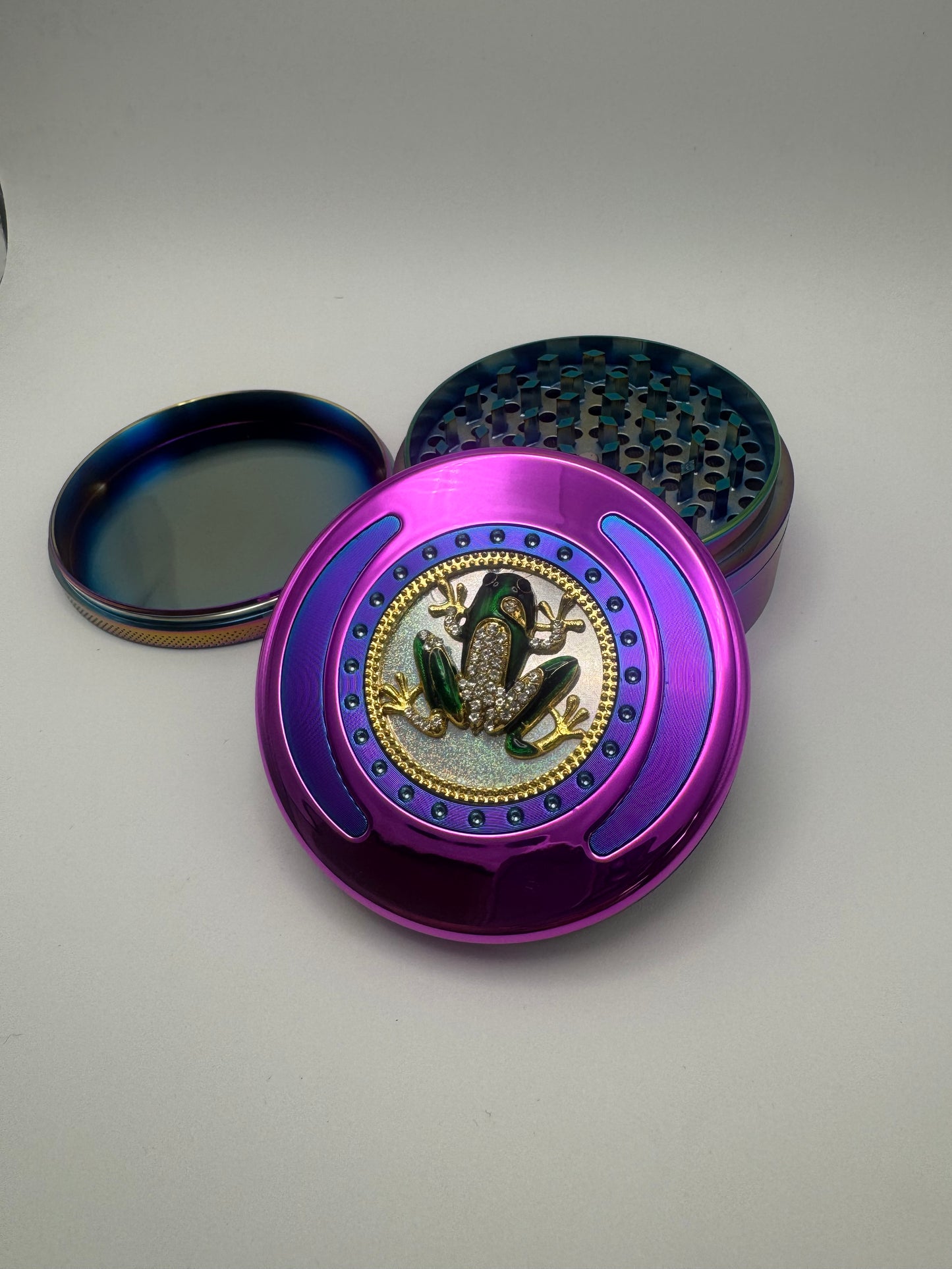 Frog Emblem Multicolor Herb Grinder with Rhinestone Accents